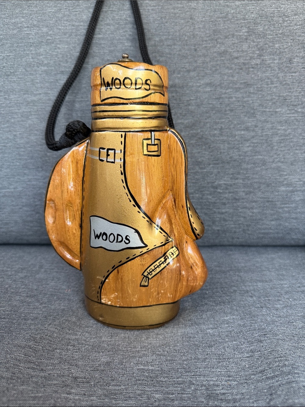 Vintage Timmy Woods Hand Carved Acacia Wood Golf Bag Purse Crossbody